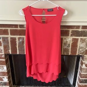 Pink tank with scalloped detail